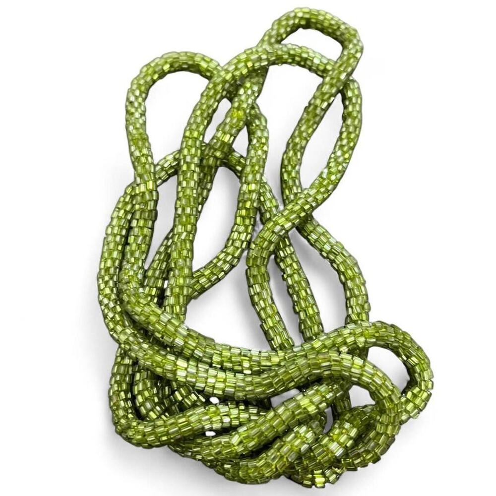 Green seed bead necklace boho